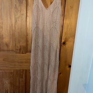 Chic Beige Knit Maxi Dress